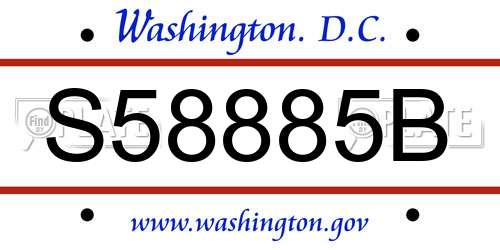 S58885B District Of Columbia License Plate