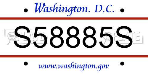 S58885S District Of Columbia License Plate