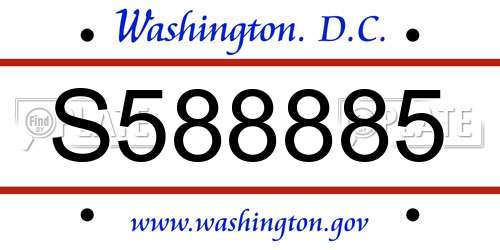 S588885 District Of Columbia License Plate