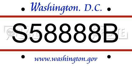 S58888B District Of Columbia License Plate