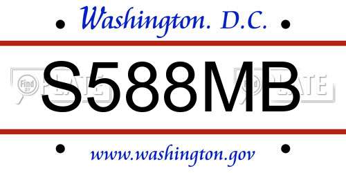 S588MB District Of Columbia License Plate