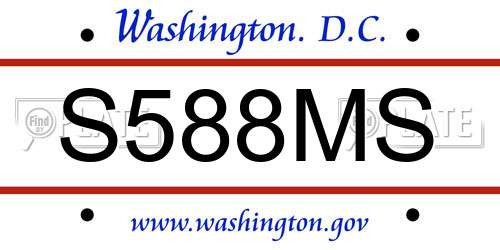 S588MS District Of Columbia License Plate