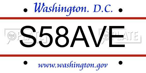 S58AVE District Of Columbia License Plate