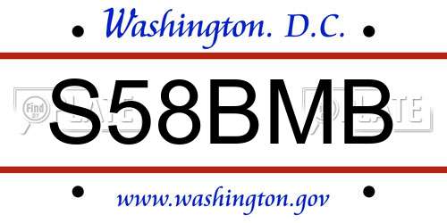 S58BMB District Of Columbia License Plate