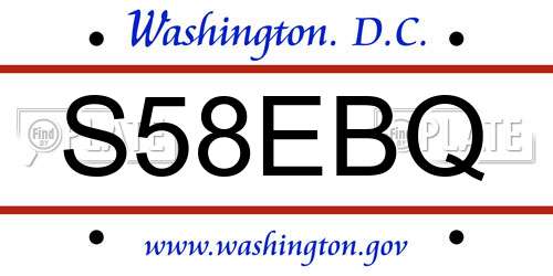 S58EBQ District Of Columbia License Plate