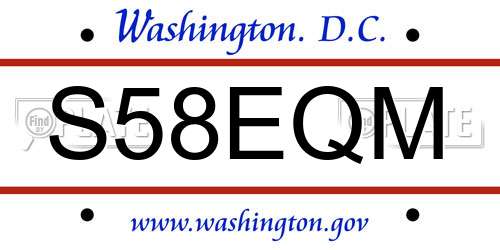 S58EQM District Of Columbia License Plate