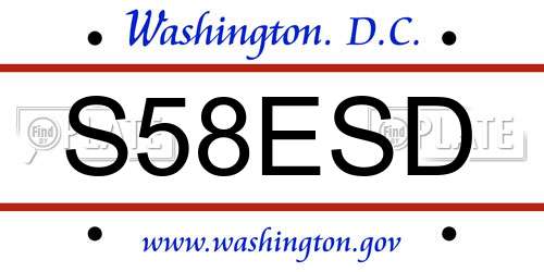 S58ESD District Of Columbia License Plate