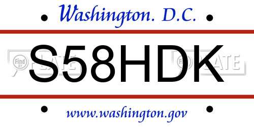 S58HDK District Of Columbia License Plate