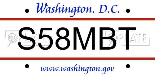 S58MBT District Of Columbia License Plate
