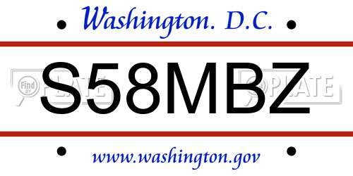 S58MBZ District Of Columbia License Plate