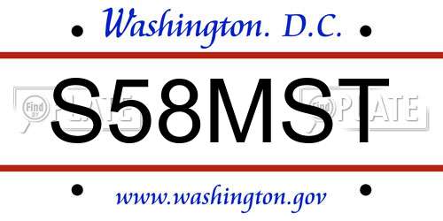 S58MST District Of Columbia License Plate