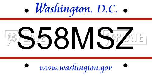 S58MSZ District Of Columbia License Plate