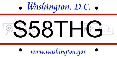 S58THG District Of Columbia License Plate