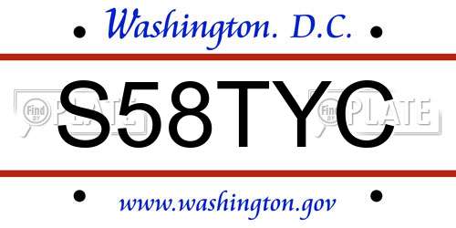 S58TYC District Of Columbia License Plate