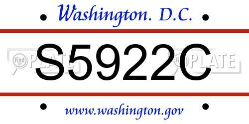 S5922C District Of Columbia License Plate
