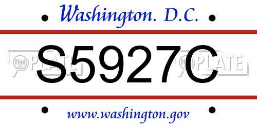 S5927C District Of Columbia License Plate