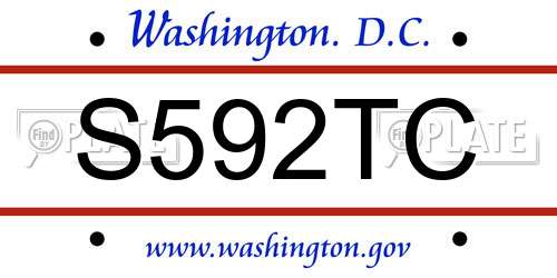 S592TC District Of Columbia License Plate