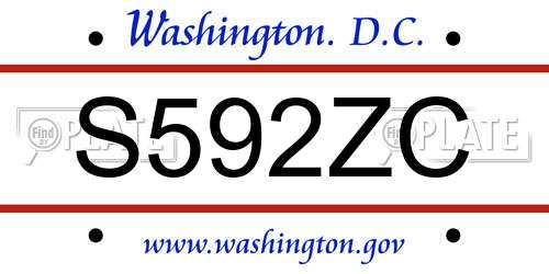 S592ZC District Of Columbia License Plate