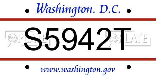 S5942T District Of Columbia License Plate