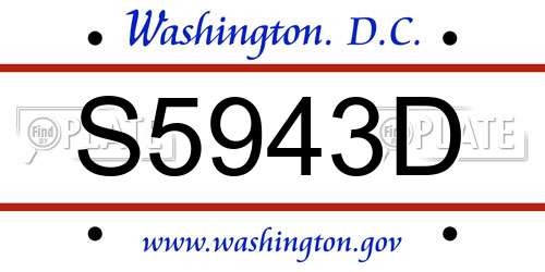 S5943D District Of Columbia License Plate