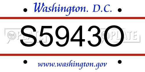 S5943O District Of Columbia License Plate