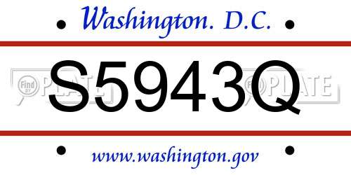 S5943Q District Of Columbia License Plate