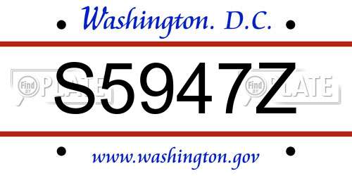 S5947Z District Of Columbia License Plate