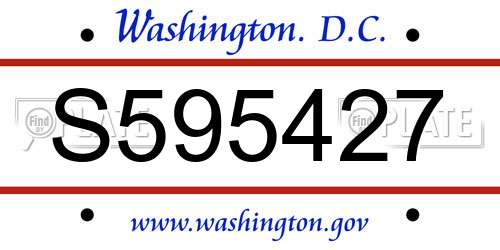 S595427 District Of Columbia License Plate