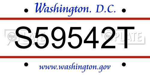 S59542T District Of Columbia License Plate