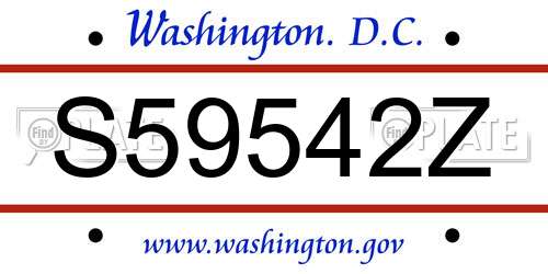 S59542Z District Of Columbia License Plate