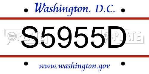 S5955D District Of Columbia License Plate
