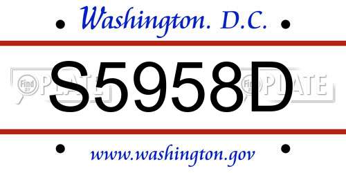 S5958D District Of Columbia License Plate