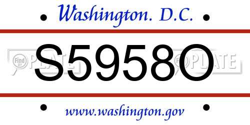 S5958O District Of Columbia License Plate