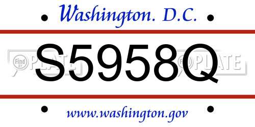 S5958Q District Of Columbia License Plate