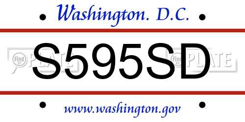 S595SD District Of Columbia License Plate