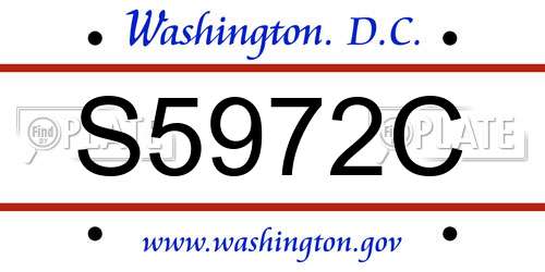 S5972C District Of Columbia License Plate