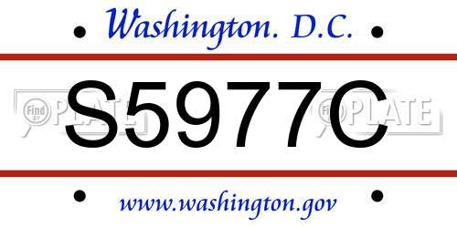 S5977C District Of Columbia License Plate
