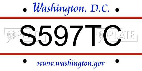 S597TC District Of Columbia License Plate