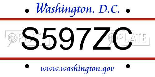 S597ZC District Of Columbia License Plate