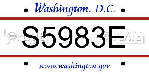 S5983E District Of Columbia License Plate