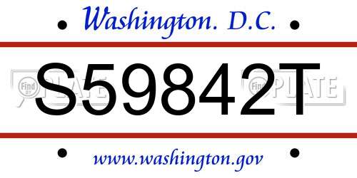 S59842T District Of Columbia License Plate