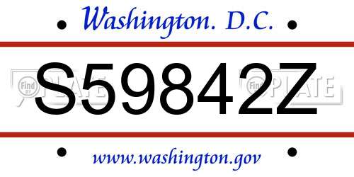 S59842Z District Of Columbia License Plate