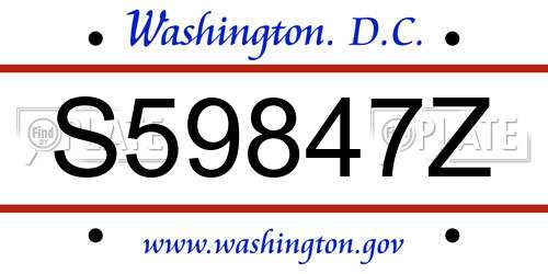 S59847Z District Of Columbia License Plate