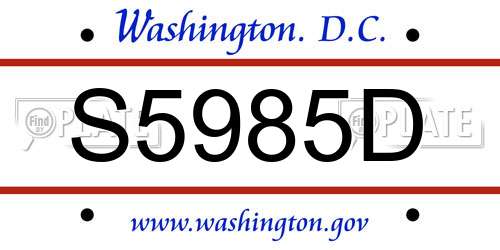 S5985D District Of Columbia License Plate