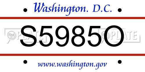 S5985O District Of Columbia License Plate