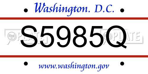 S5985Q District Of Columbia License Plate