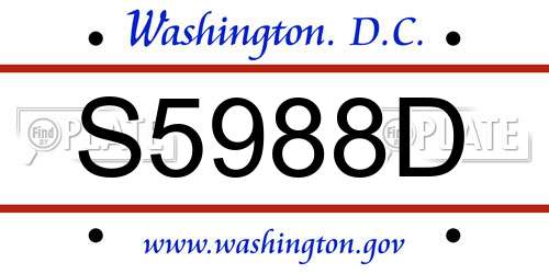 S5988D District Of Columbia License Plate