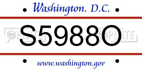 S5988O District Of Columbia License Plate