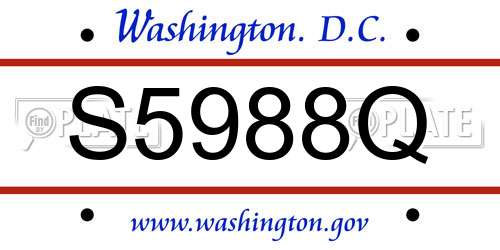 S5988Q District Of Columbia License Plate