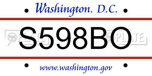 S598BO District Of Columbia License Plate